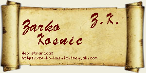 Žarko Kosnić vizit kartica